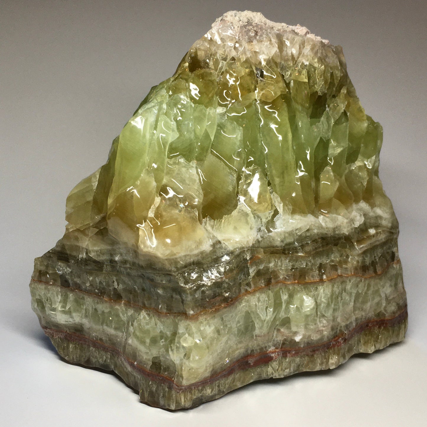 Large Raw Green Banded Calcite Crystal