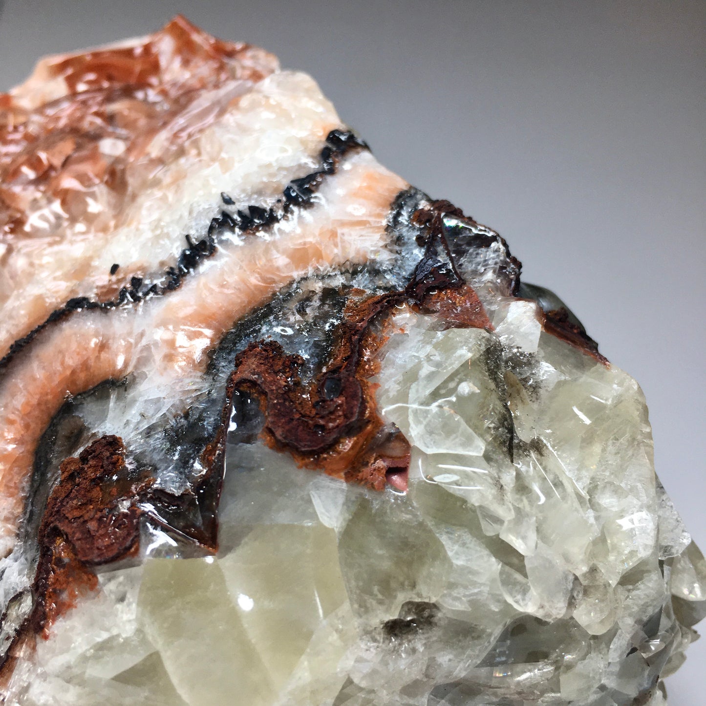 Large Raw Red Banded Calcite Crystal Chunk