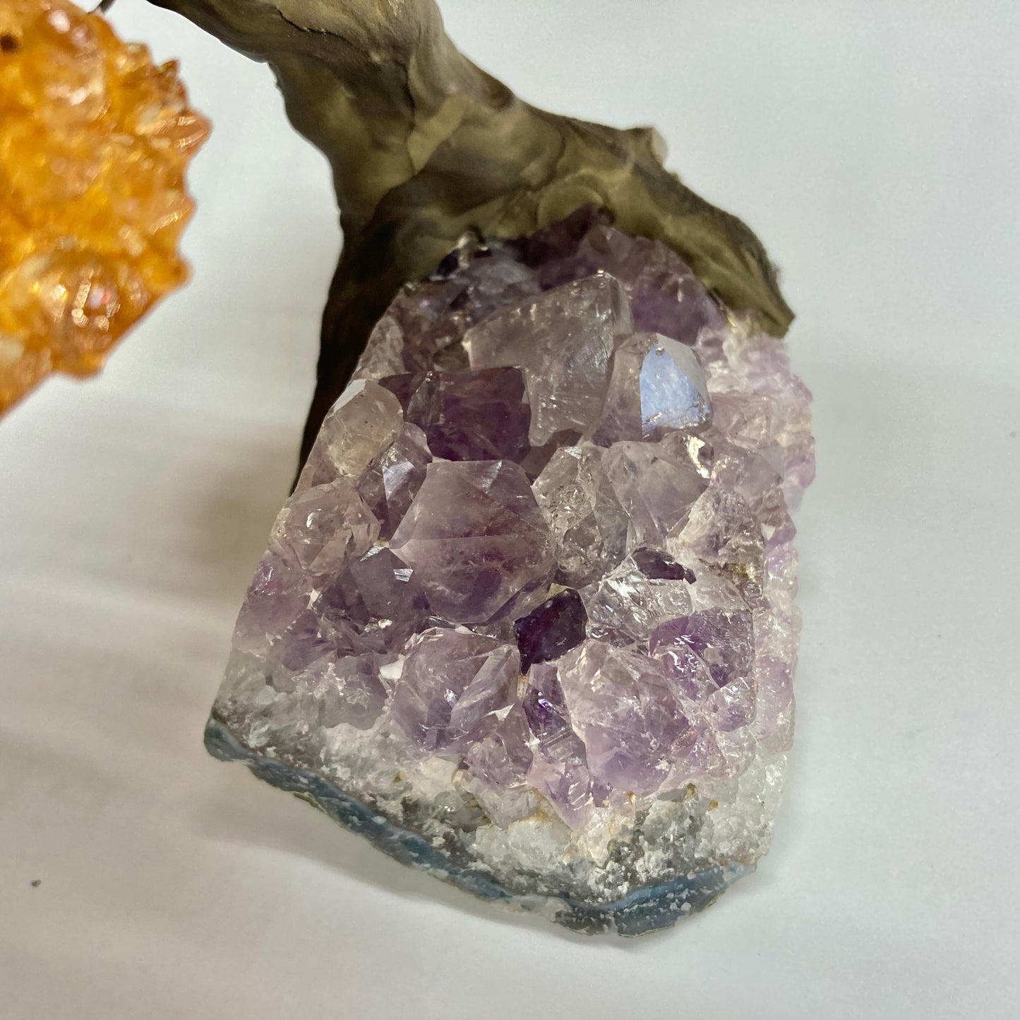 Citrine Gem Tree on Amethyst Base